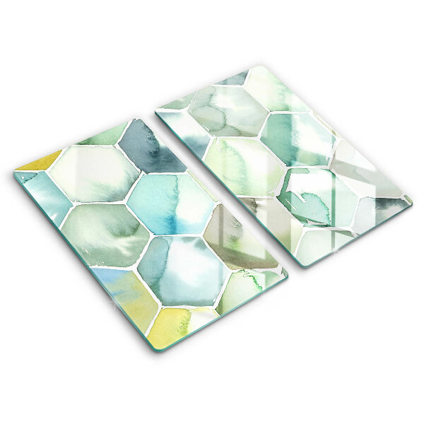 Glass chopping board Watercolor hexagons