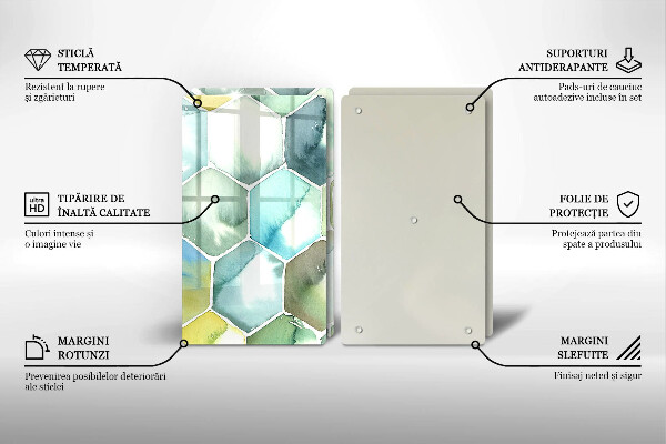 Glass chopping board Watercolor hexagons