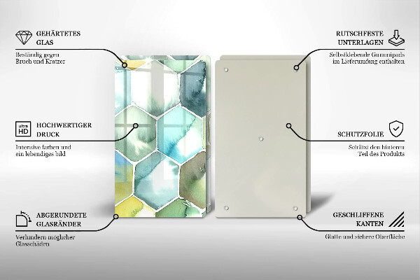 Glass chopping board Watercolor hexagons
