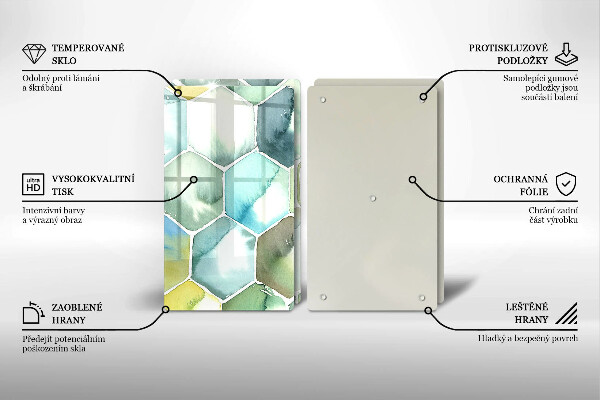 Glass chopping board Watercolor hexagons