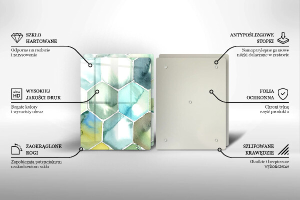 Glass chopping board Watercolor hexagons