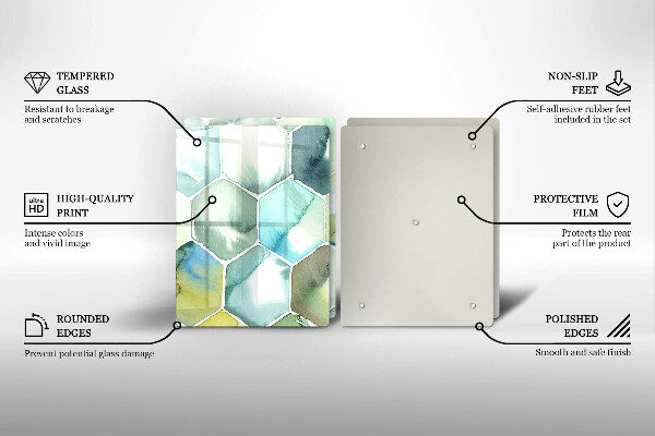 Glass chopping board Watercolor hexagons