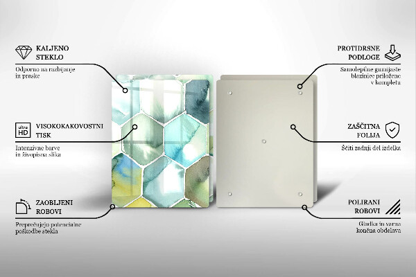 Glass chopping board Watercolor hexagons