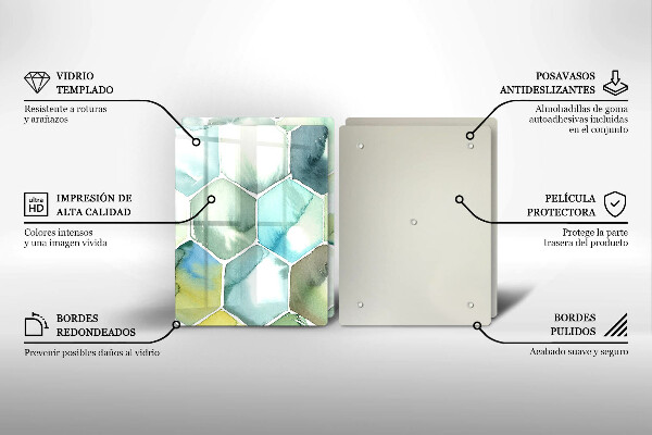 Glass chopping board Watercolor hexagons