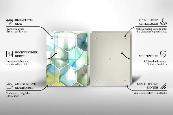 Glass chopping board Watercolor hexagons