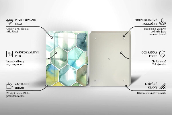 Glass chopping board Watercolor hexagons