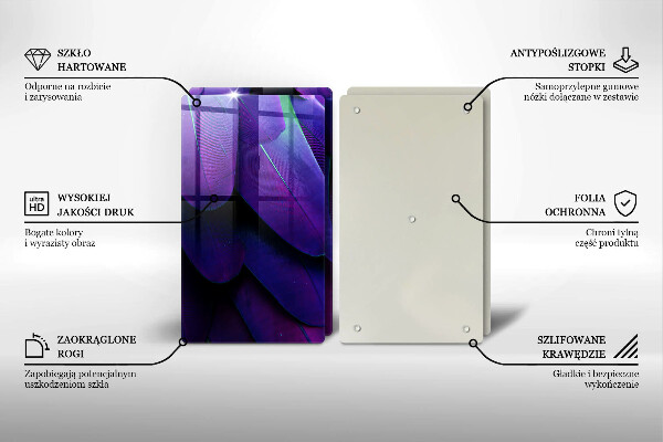 Glass chopping board Neon feathers