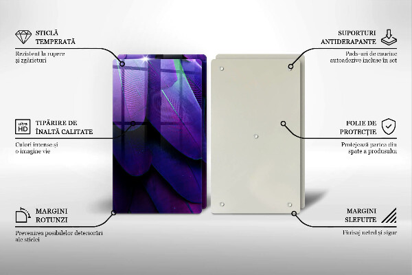 Glass chopping board Neon feathers