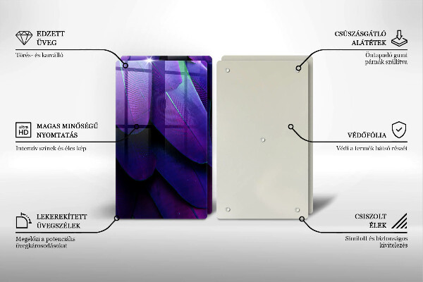 Glass chopping board Neon feathers