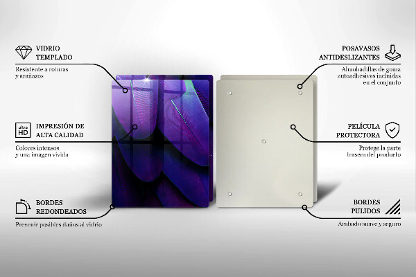 Glass chopping board Neon feathers