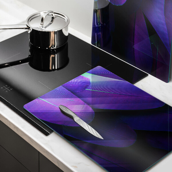 Glass chopping board Neon feathers