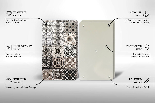 Glass chopping board Decorative tiles