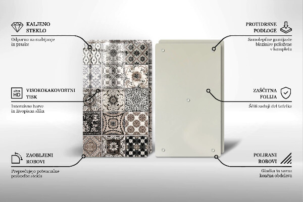 Glass chopping board Decorative tiles