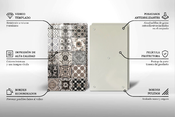 Glass chopping board Decorative tiles