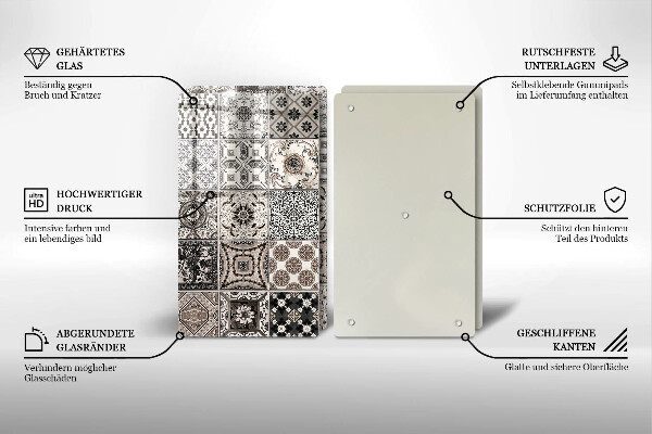 Glass chopping board Decorative tiles