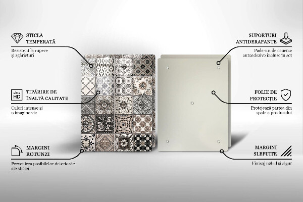 Glass chopping board Decorative tiles