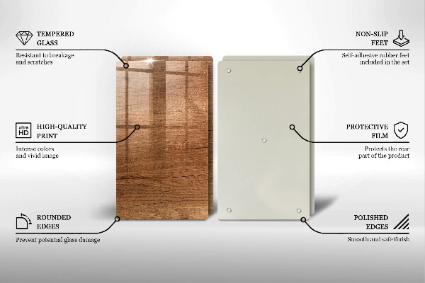 Glass chopping board Wood texture