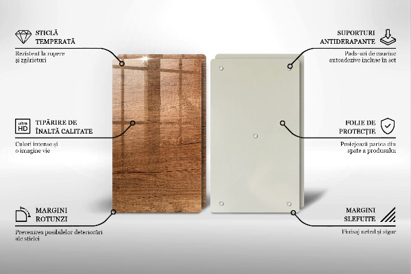 Glass chopping board Wood texture