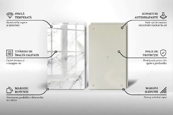 Glass chopping board Elegant marble texture