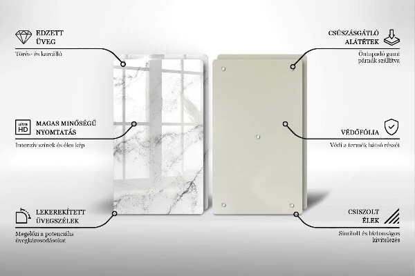 Glass chopping board Elegant marble texture