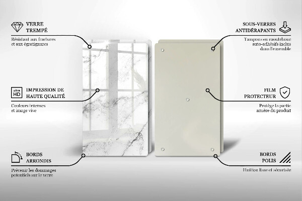 Glass chopping board Elegant marble texture