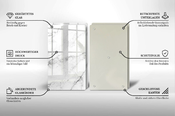 Glass chopping board Elegant marble texture