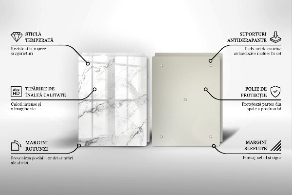 Glass chopping board Elegant marble texture