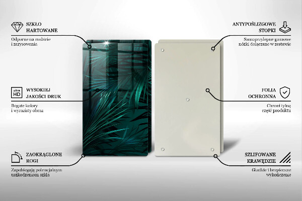 Glass chopping board Wild jungle leaves