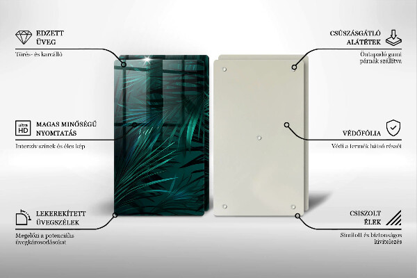 Glass chopping board Wild jungle leaves