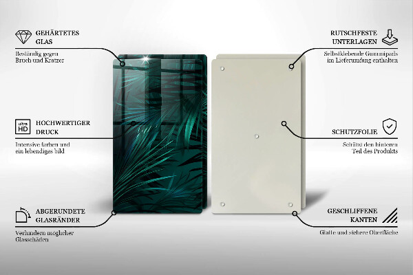 Glass chopping board Wild jungle leaves