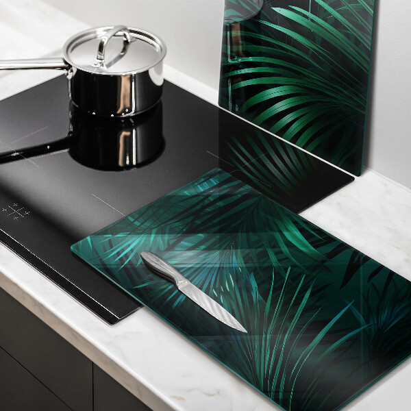 Glass chopping board Wild jungle leaves