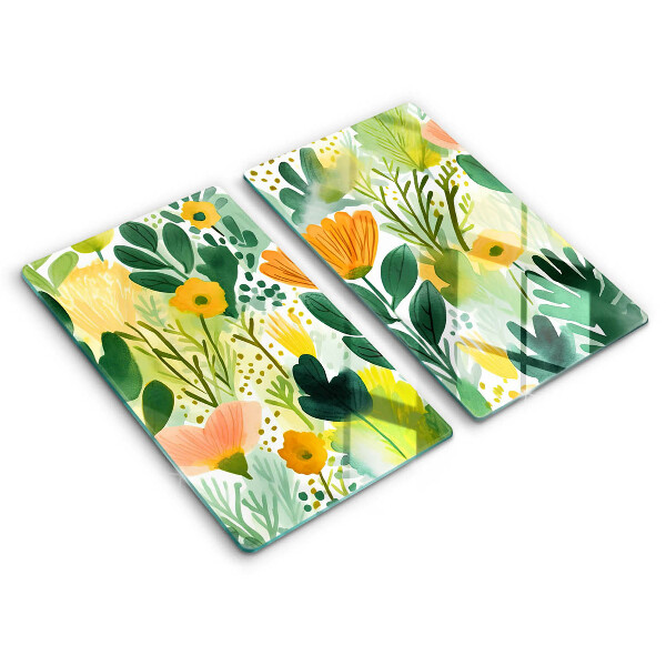 Glass chopping board Painted flowers