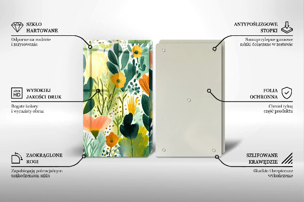 Glass chopping board Painted flowers