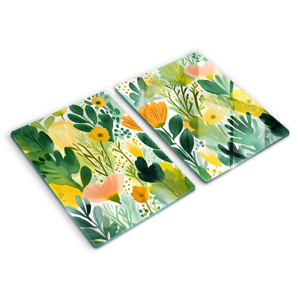 Glass chopping board Painted flowers