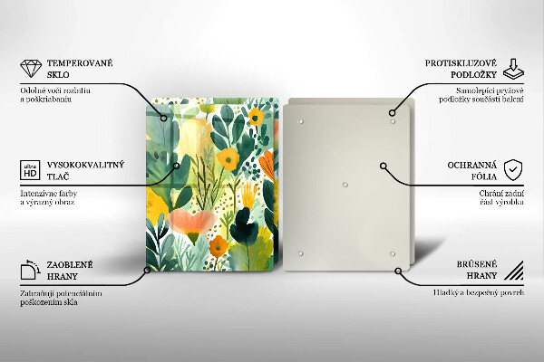 Glass chopping board Painted flowers