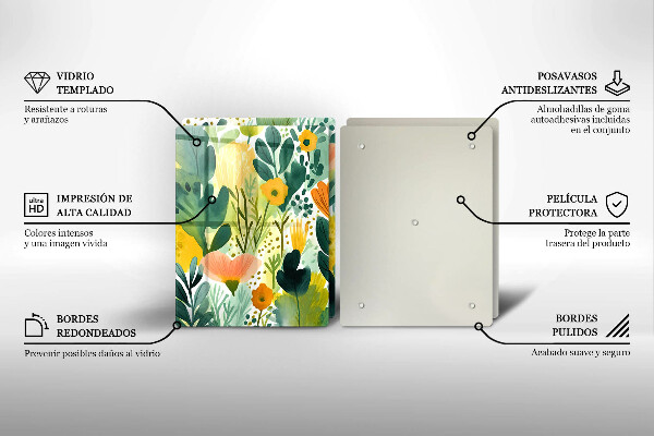 Glass chopping board Painted flowers