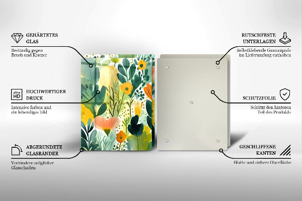 Glass chopping board Painted flowers