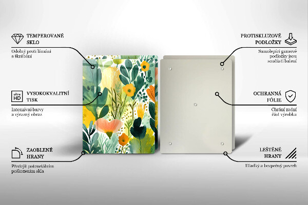 Glass chopping board Painted flowers