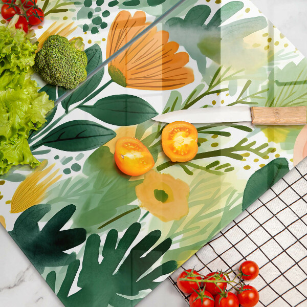 Glass chopping board Painted flowers