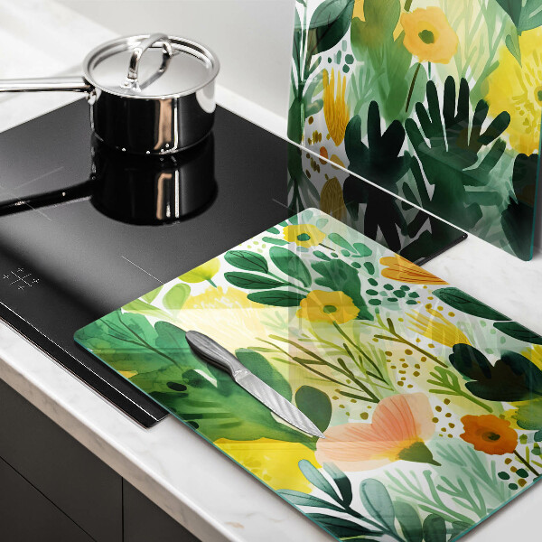 Glass chopping board Painted flowers