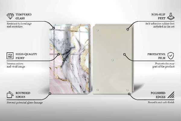 Glass chopping board Pastel marble