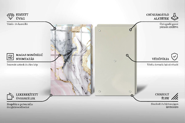 Glass chopping board Pastel marble
