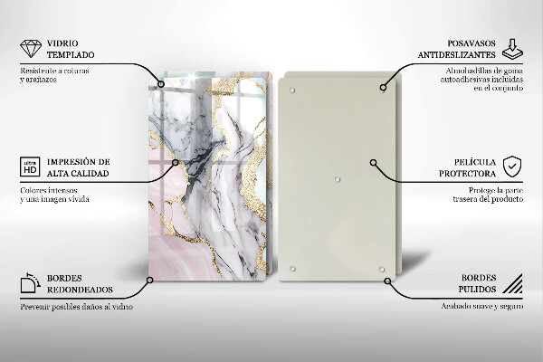 Glass chopping board Pastel marble