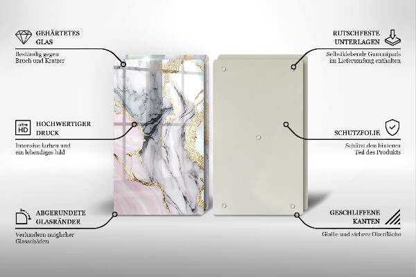 Glass chopping board Pastel marble