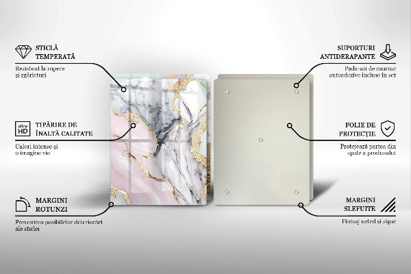 Glass chopping board Pastel marble