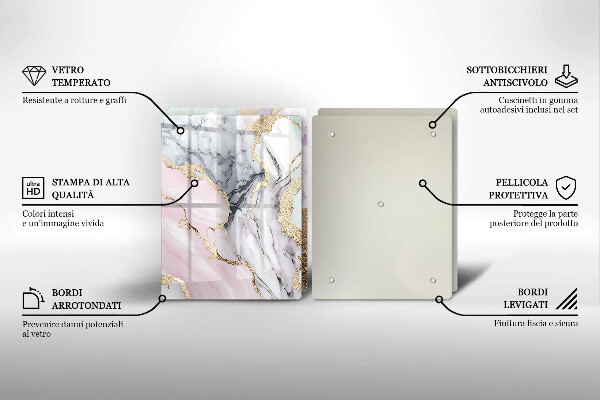 Glass chopping board Pastel marble