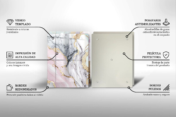 Glass chopping board Pastel marble