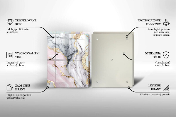 Glass chopping board Pastel marble