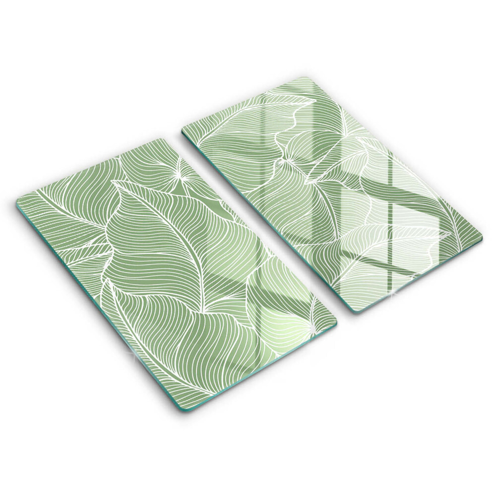 Glass chopping board Linear leaves