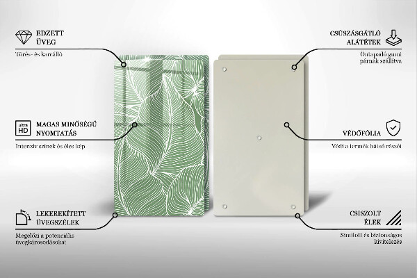 Glass chopping board Linear leaves
